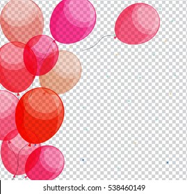 Glossy Happy Birthday Balloons on Transparent Background Vector Illustration eps10