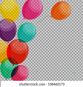 Glossy Happy Birthday Balloons on Transparent Background Vector Illustration eps10