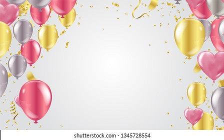 Glossy Happy Birthday Balloons unique background and design Vector Illustration eps10 