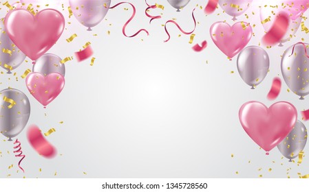 Glossy Happy Birthday Balloons unique background and design Vector Illustration eps10 