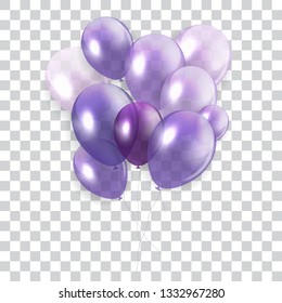 Glossy Happy Birthday Concept with Balloons isolated on transparent background. Vector Illustration eps10