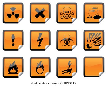 Glossy hazard warning stickers, with one blank sticker for your additions