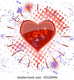 glossy heart, grungy illustration