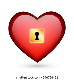 Glossy heart with keyhole. EPS10 vector