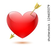 glossy heart pierced by arrow