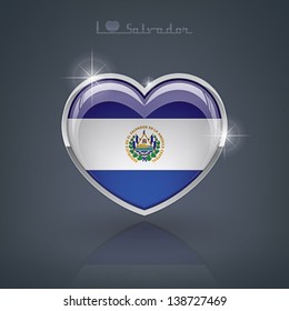 Glossy heart shape flags of the Worlds: Republic of El Salvador