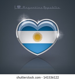 Glossy heart shape flags of the Worlds: Argentine Republic