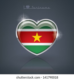 Glossy heart shape flags of the Worlds: Republic of Suriname