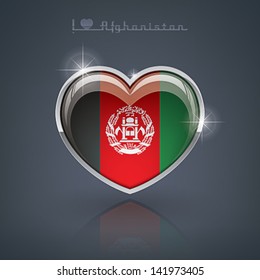 Glossy heart shape flags of the Worlds: Islamic Republic of Afghanistanr version 10 EPS.