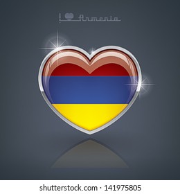 Glossy heart shape flags of the Worlds: Republic of Armenia
