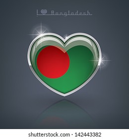 Glossy heart shape flags of the Worlds: Peoples Republic of Bangladesh
