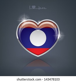 Glossy heart shape flags of the Worlds: Lao Peoples Democratic Republic