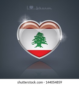 Glossy heart shape flags of the Worlds: Republic of Lebanon