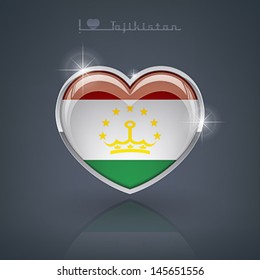 Glossy heart shape flags of the Worlds: Republic of Tajikistan