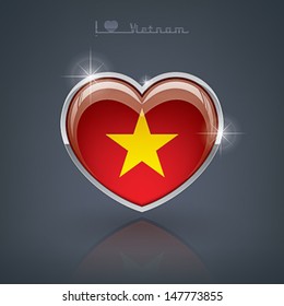 Glossy heart shape flags of the Worlds: Socialist Republic of Vietnam
