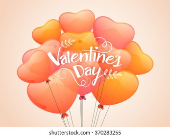 Glossy heart shaped balloons for Happy Valentine's Day celebration. 