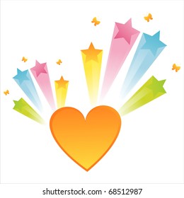 glossy heart with star splash