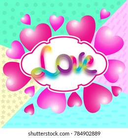 Glossy heart. Valentine's Day. Festive Greeting Card. Tenderness, love. for the beloved