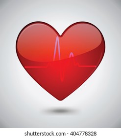 Glossy Heartbeat Vector icon Design