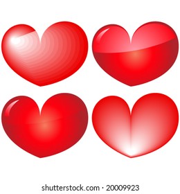 Glossy hearts set in vector