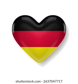 Glossy heart-shaped icon with the German flag colors — black, red, and gold — symbolizing love for Germany or German heritage.