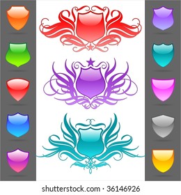 Glossy heraldic shields