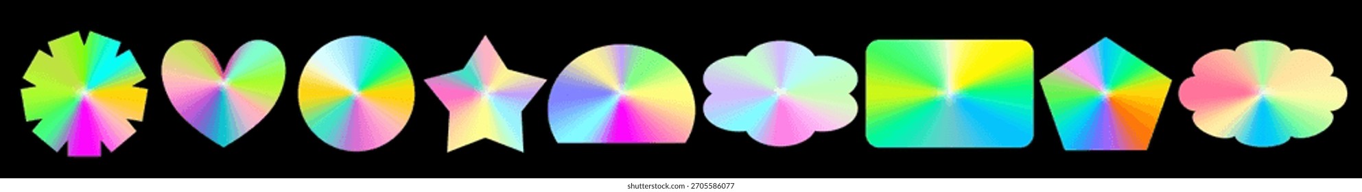 Paquete de pegatinas de holograma brillante con Gradientes iridiscentes brillantes. Las texturas metálicas de las etiquetas le dan a cada pegatina un aspecto de etiqueta iridiscente.