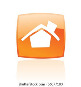 Glossy home auf orangefarbene Schaltfläche einzeln auf Weiß