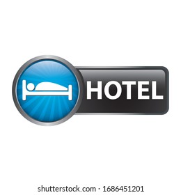 Glossy Hotel Button blue vector - concept tourism room reservation