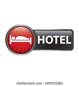 Glossy hotel button with text label 