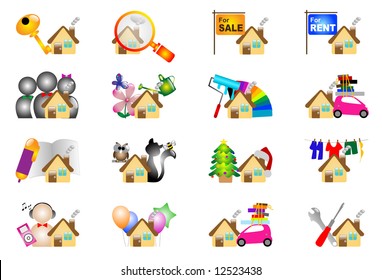 Glossy house icons (vector)