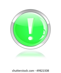 glossy icon with exclamation mark isolated on white background