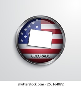 Glossy icon with map of Colorado. EPS10 vector