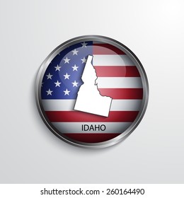 Glossy icon with map of Idaho. EPS10 vector