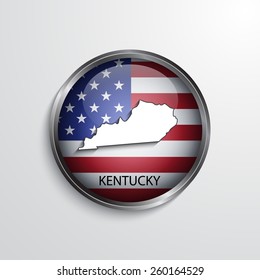 Glossy icon with map of Kentucky. EPS10 vector