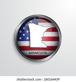 Glossy icon with map of Minnesota. EPS10 vector