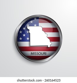 Glossy icon with map of Missouri. EPS10 vector
