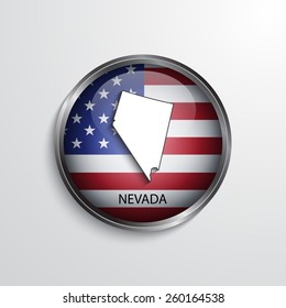 Glossy icon with map of Nevada. EPS10 vector