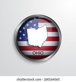 Glossy icon with map of Ohio. EPS10 vector