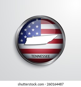 Glossy icon with map of Tennessee. EPS10 vector