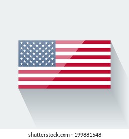 Glossy icon with national flag of the USA. Correct proportions and color scheme.