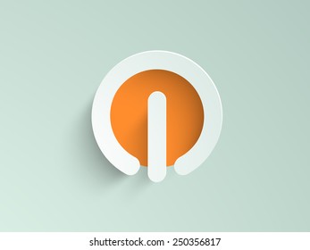 Glossy icon of power button isolated on stylish colorful background.