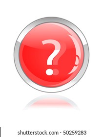 glossy icon with question isolated on white background