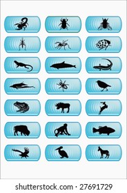 glossy icon set with animals