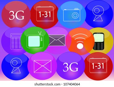 Glossy Icon Set for Web Applications - Vector