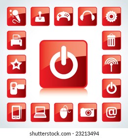 Glossy Icon Set for Web Applications. Vector