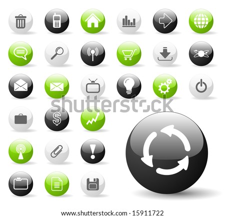 Glossy Icon Set for Web Applications - Vector