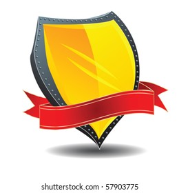 Glossy icon with shield and banner