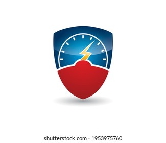 glossy icon of speedometer flash shiled
