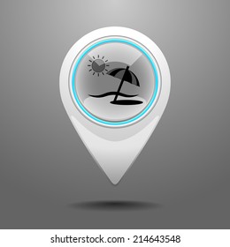 Glossy Icon with the Symbol of the Beach